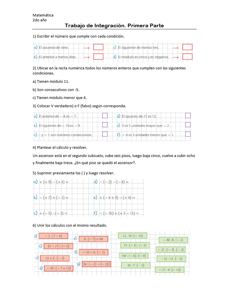 Ejercicios de Matemática para 2do Año | PDF