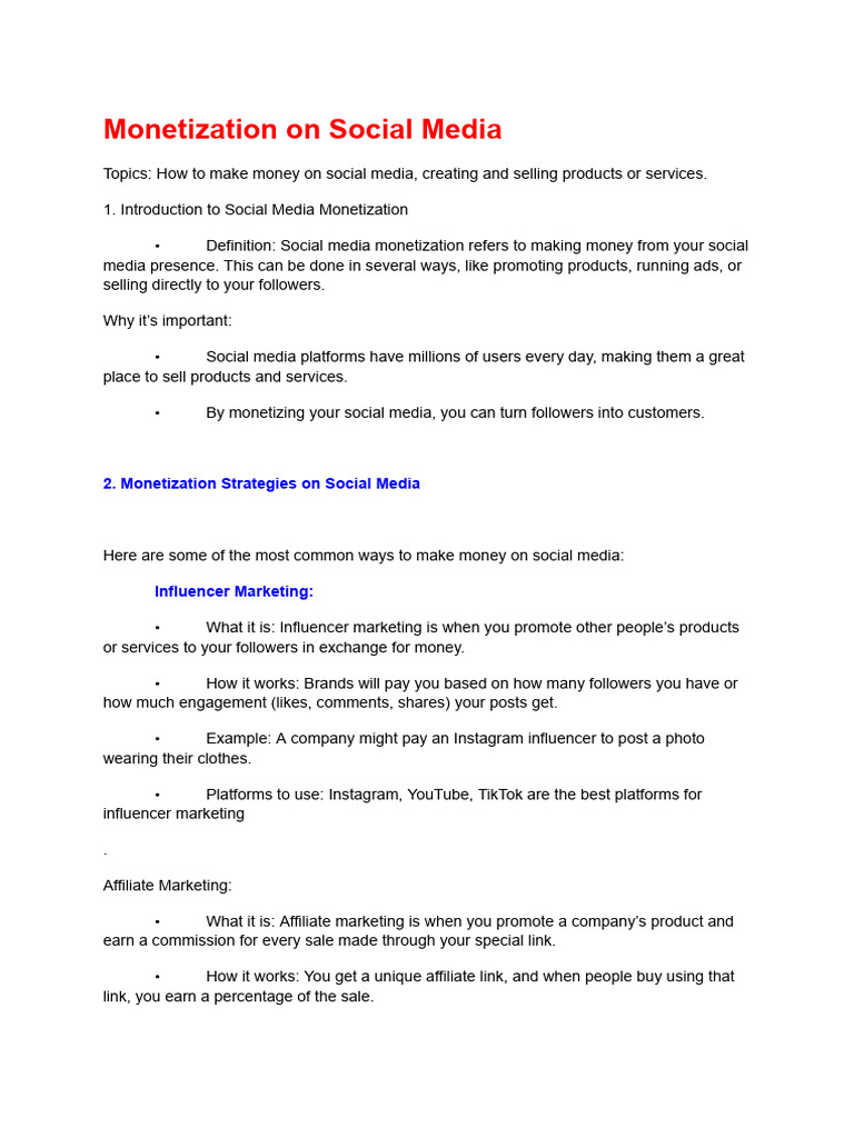 Monetization On Social Media | PDF | Advertising | Popular Culture ...