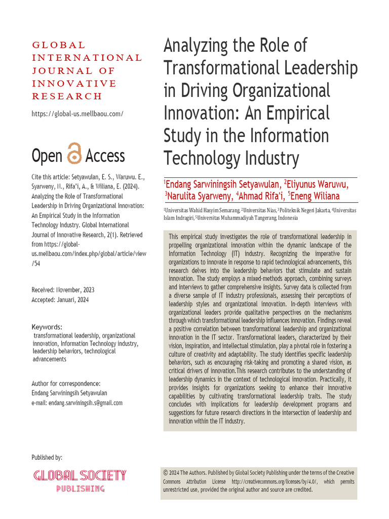 Analyzing The Role of Transformational Leadership | PDF