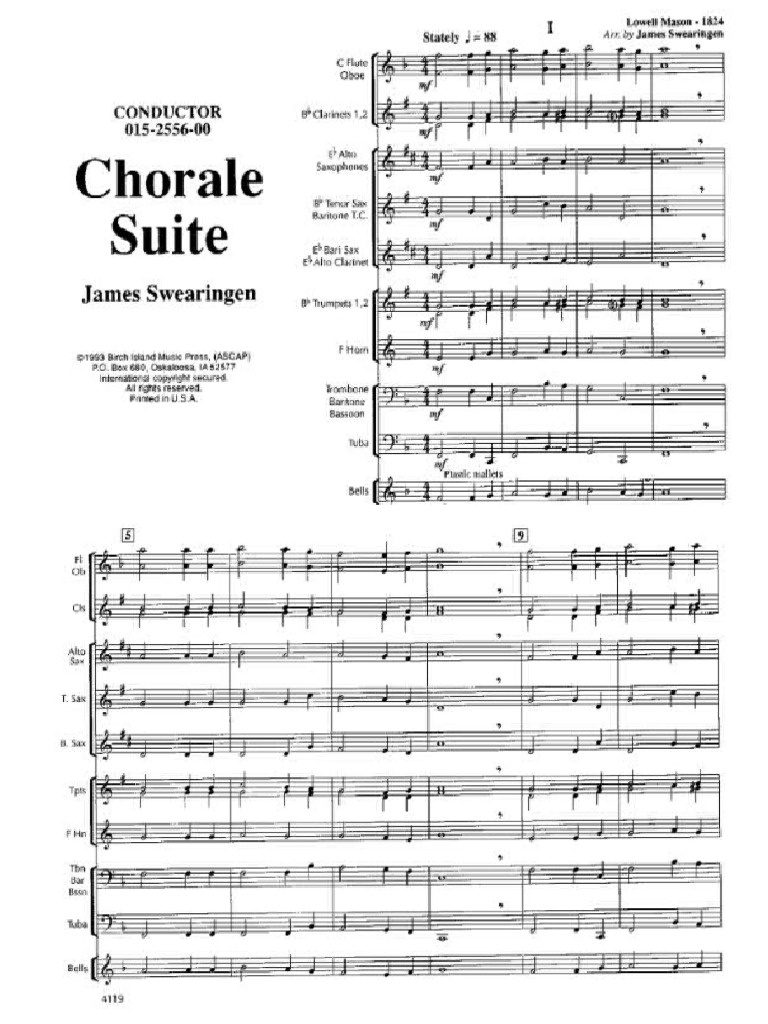 Chorale Suite Swearingen Score Pdf