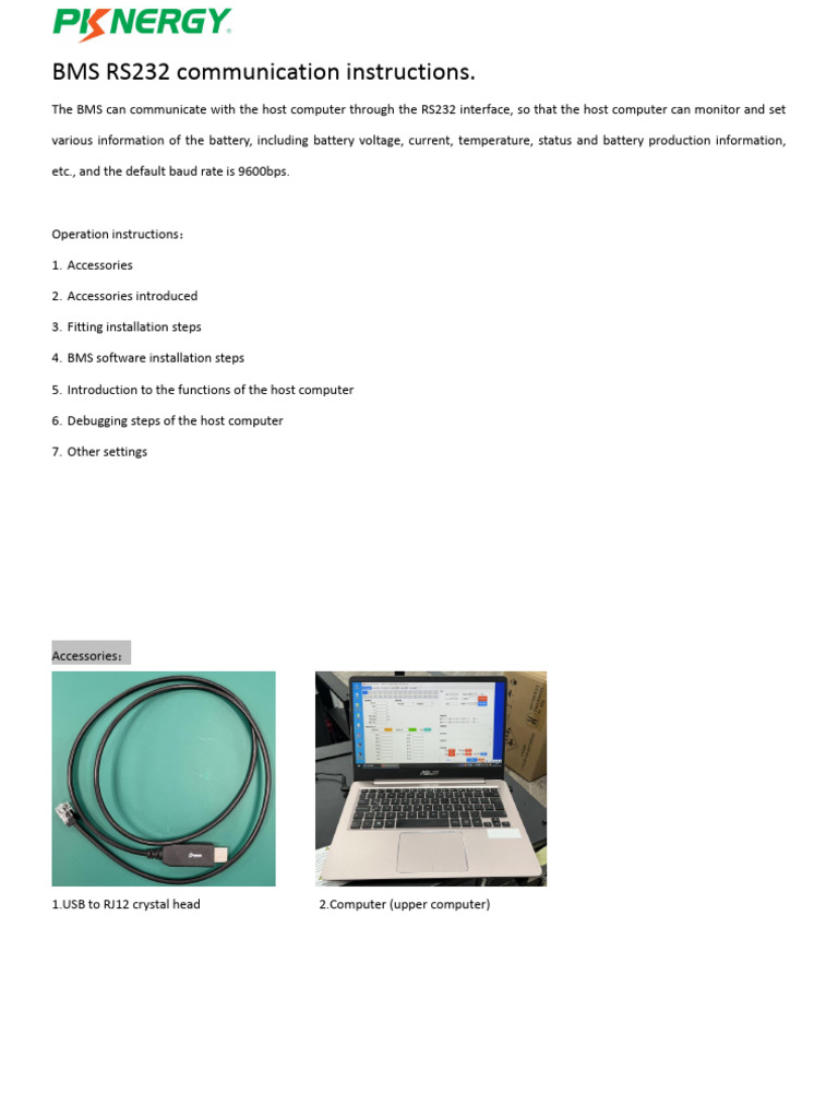 BMS RS232 Communication Guide | PDF | Usb | Computer Hardware