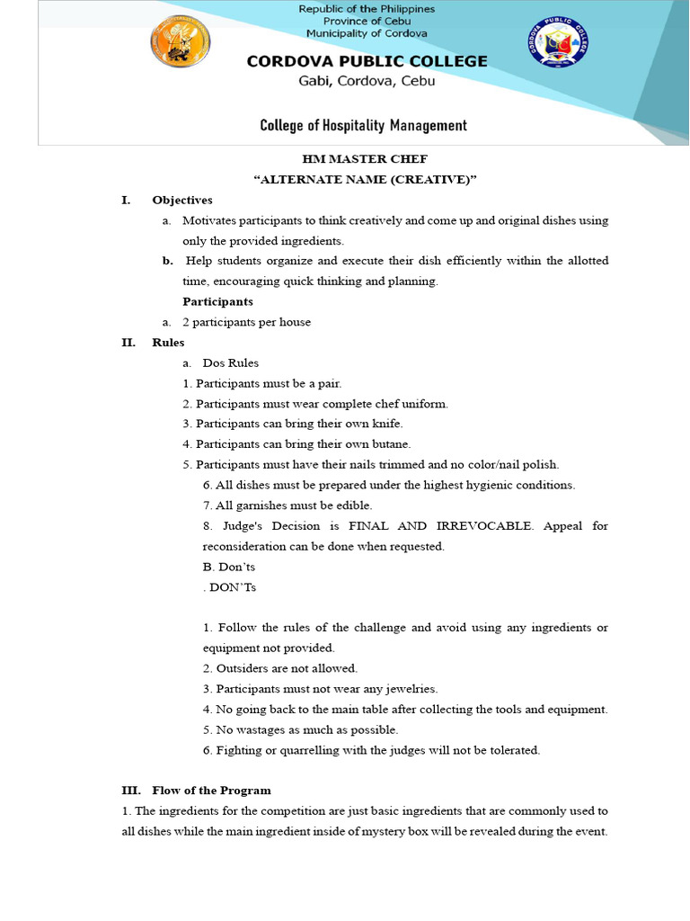 HM Master Chef | PDF