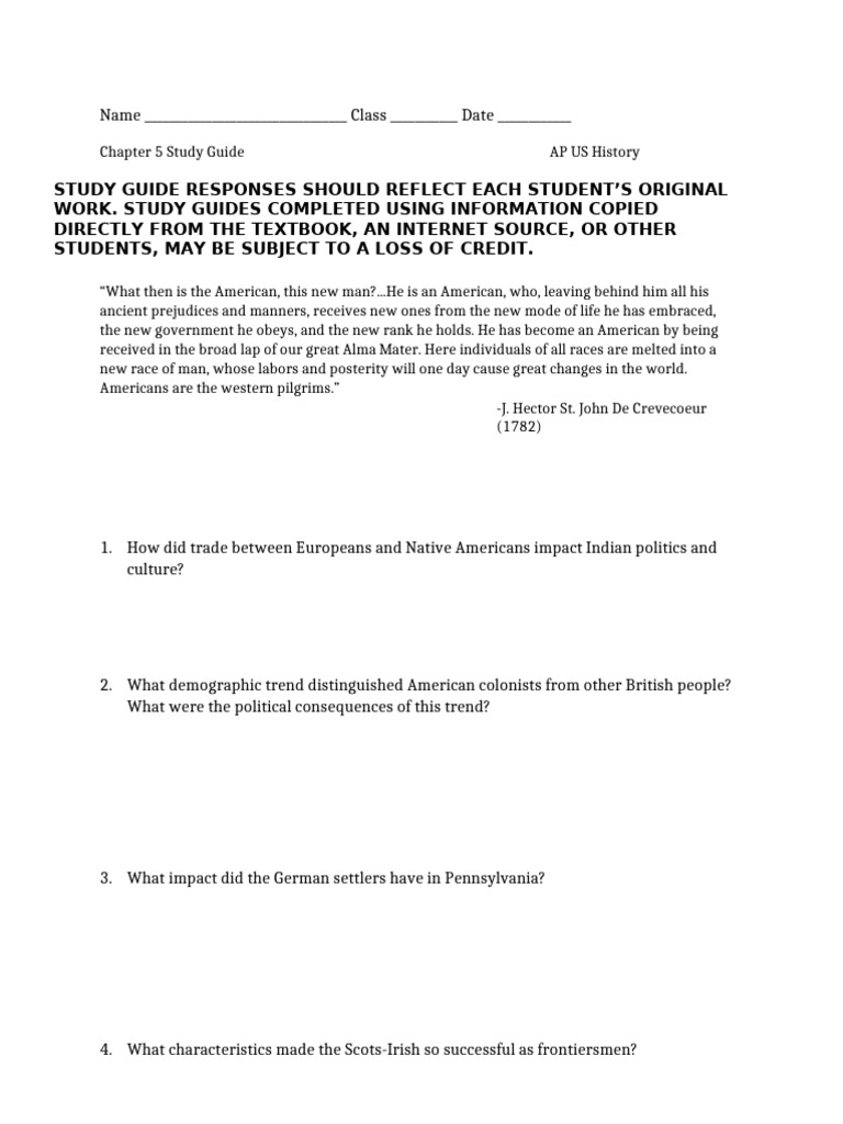 5 - Chapter 5 Study Guide-1 | PDF