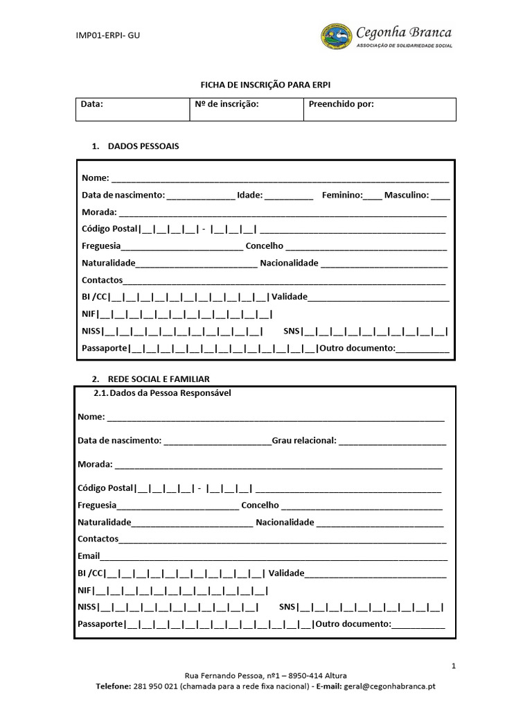 Ficha de Candidatura para ERPI Jul 2024 | PDF | Negocios