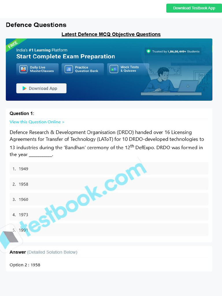 MCQ On Defence 5eea6a1239140f30f369ec65 | PDF