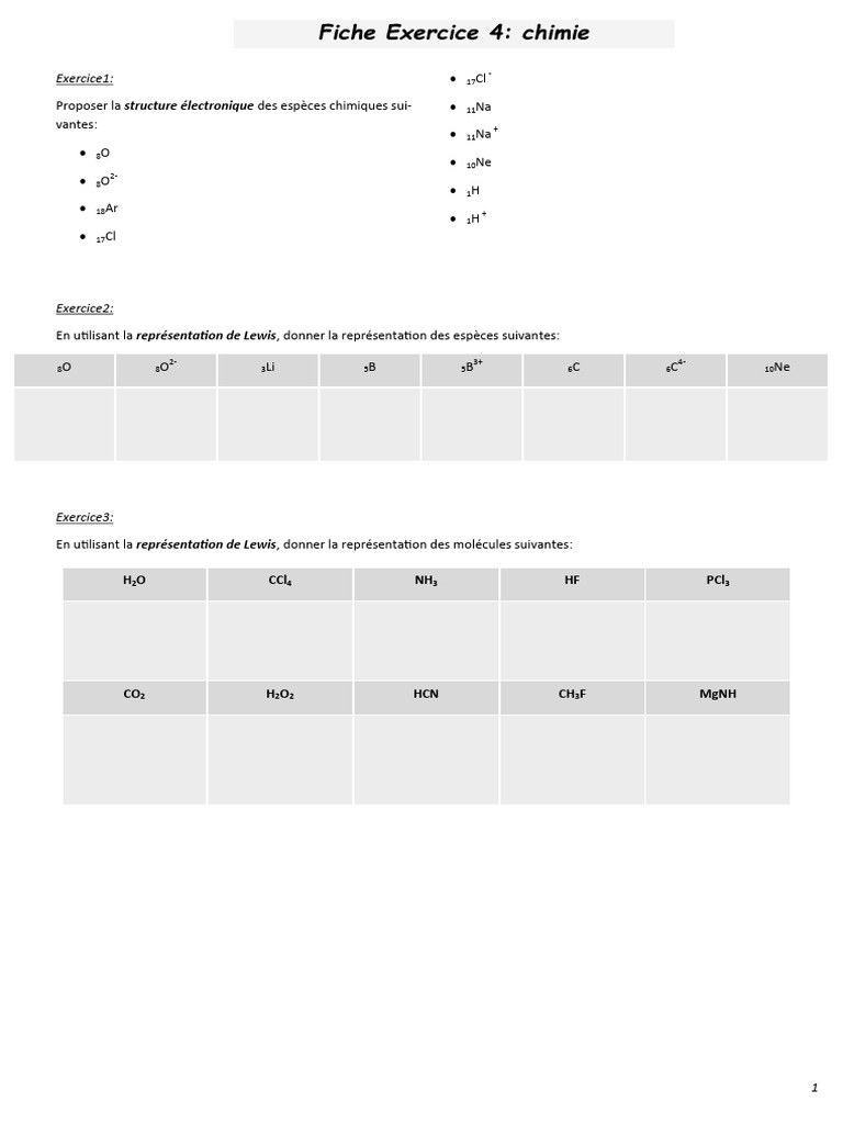 Fiche Exercice 4 Chimie | PDF