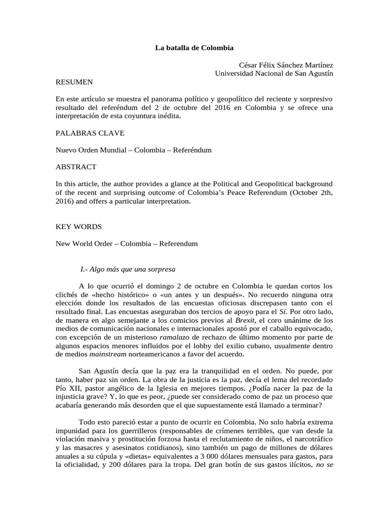 Cfsm La Batalla De Colombia Fuego Y Raya Pdf