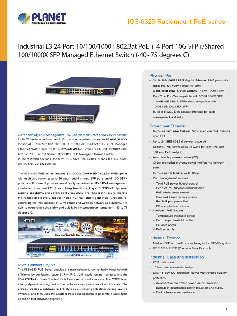 SPEC - C-IGS-6325 Rack-Mount PoE Series - S en | PDF
