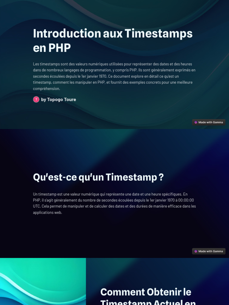 Introduction aux Timestamps en PHP | PDF | PHP | Affaires