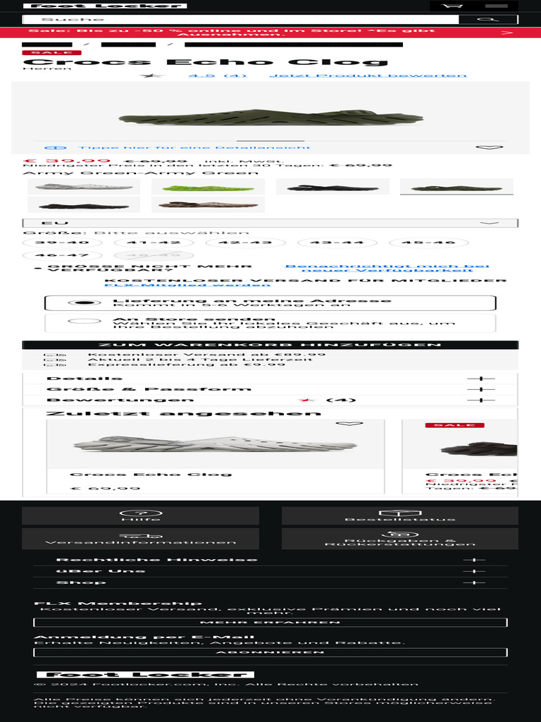 Crocs Echo Clog Foot Locker Germany | PDF