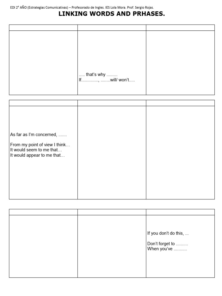 Linking Words and Prhases | PDF