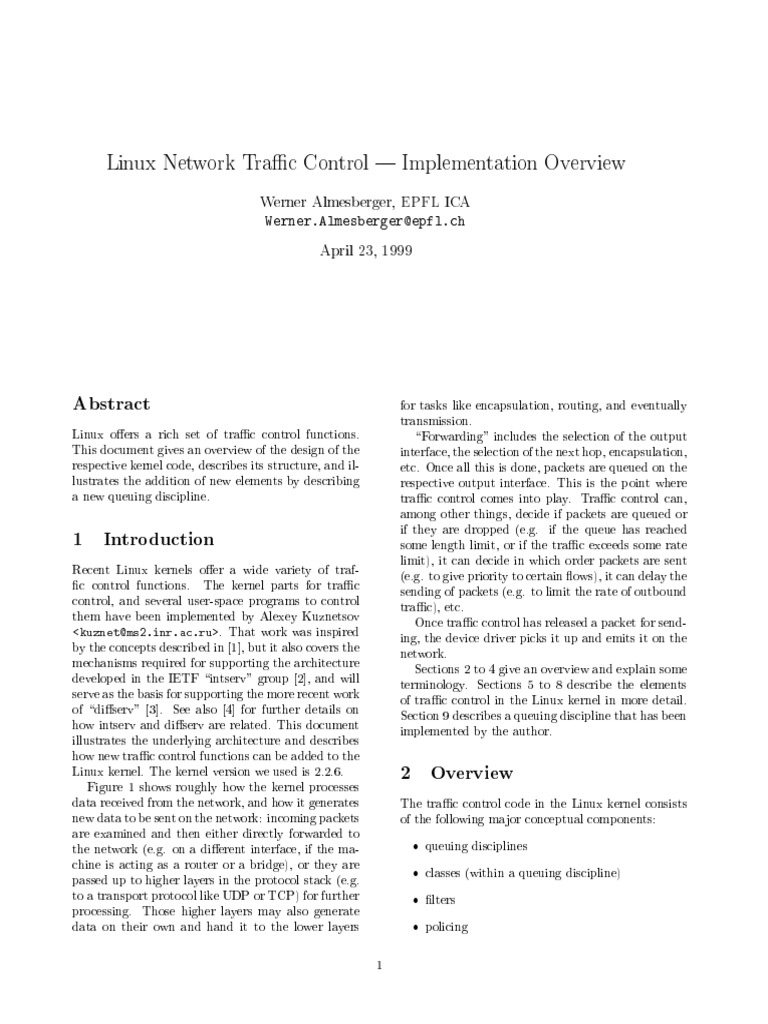 Traffic Control On Linux | PDF