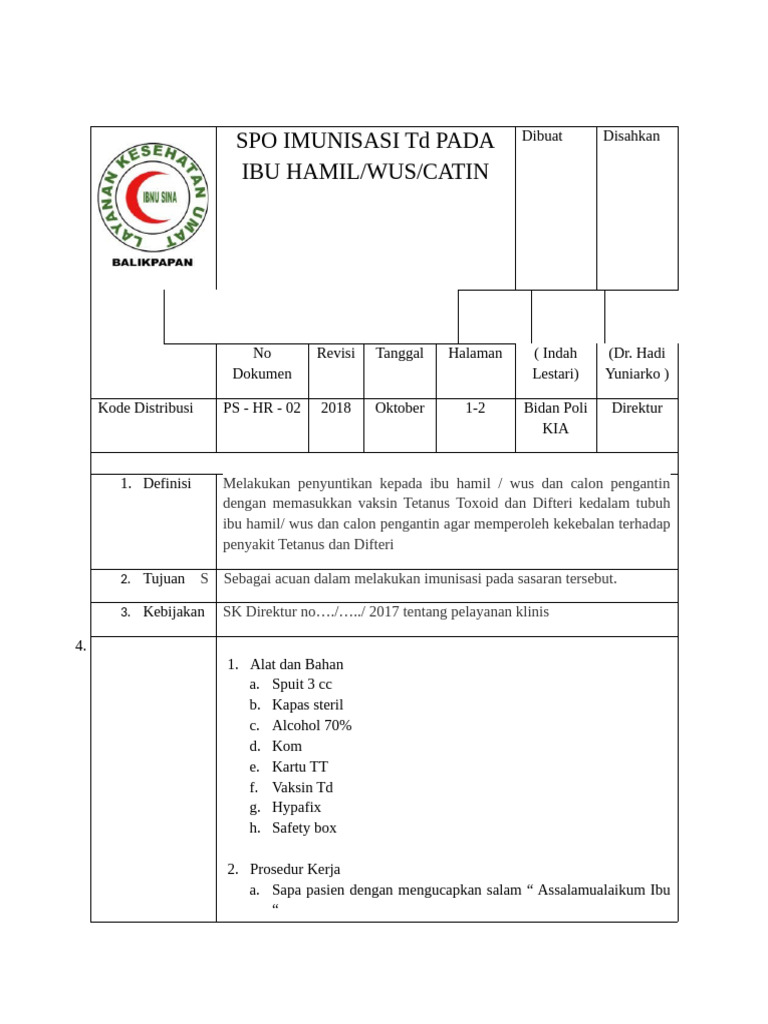 SPO IMUNISASI TD PADA IBU HAMIL PDF