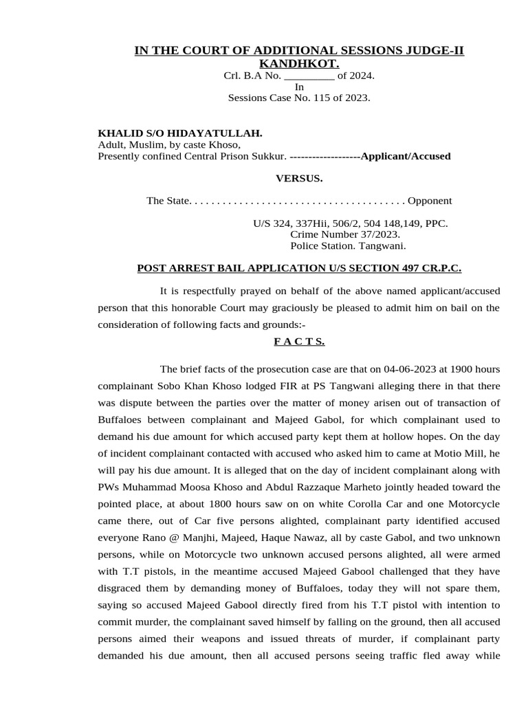 Bail Application in Criminal Case 115/2023 | PDF | Bail | Criminal Law