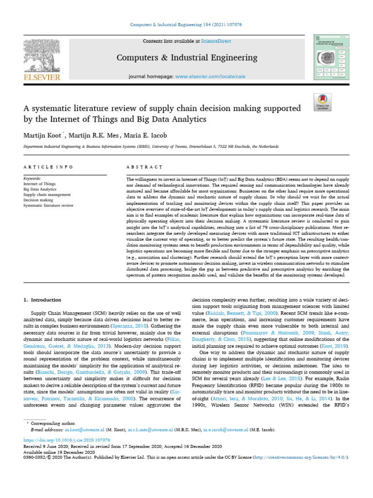 A Systematic Literature Review of Supply Chain Decision Making ...