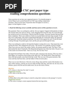 Download CXC Past Paper Type Reading Comprehension Questions by Kenan Cain SN77770355 doc pdf
