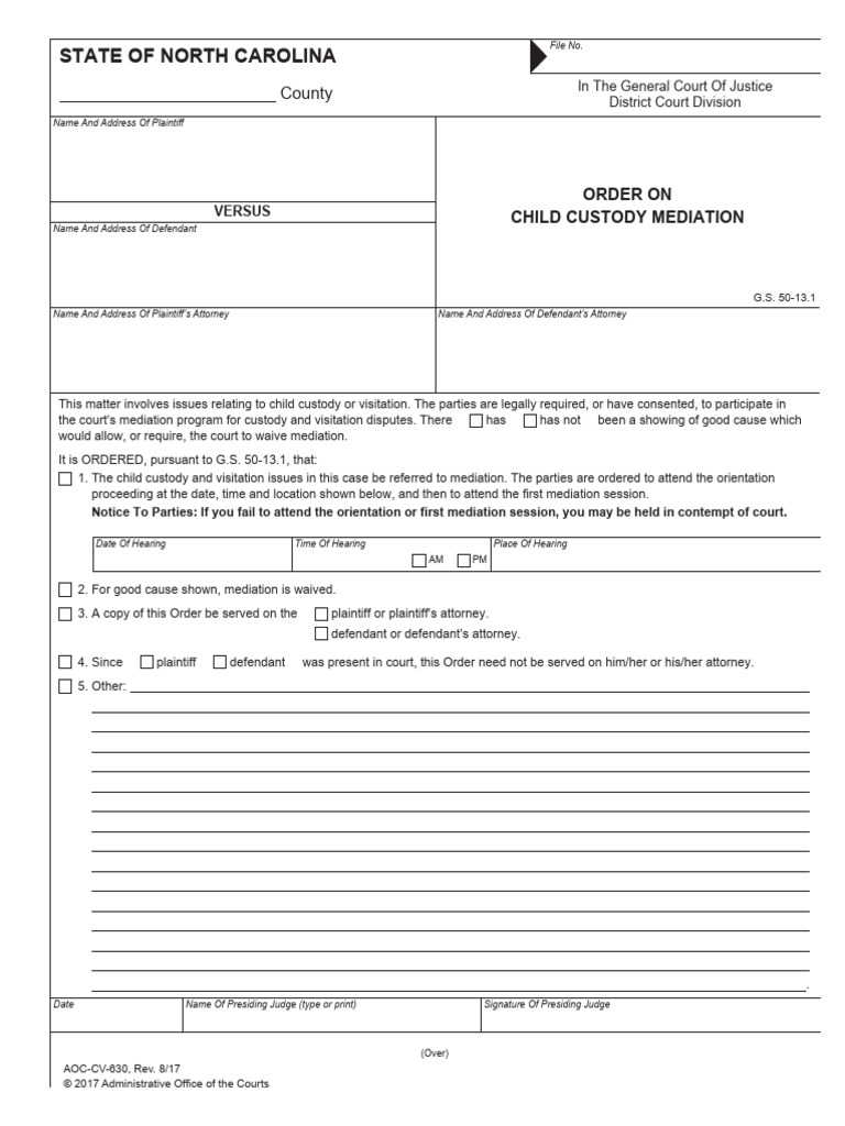 Order On Child Custody Mediation | PDF
