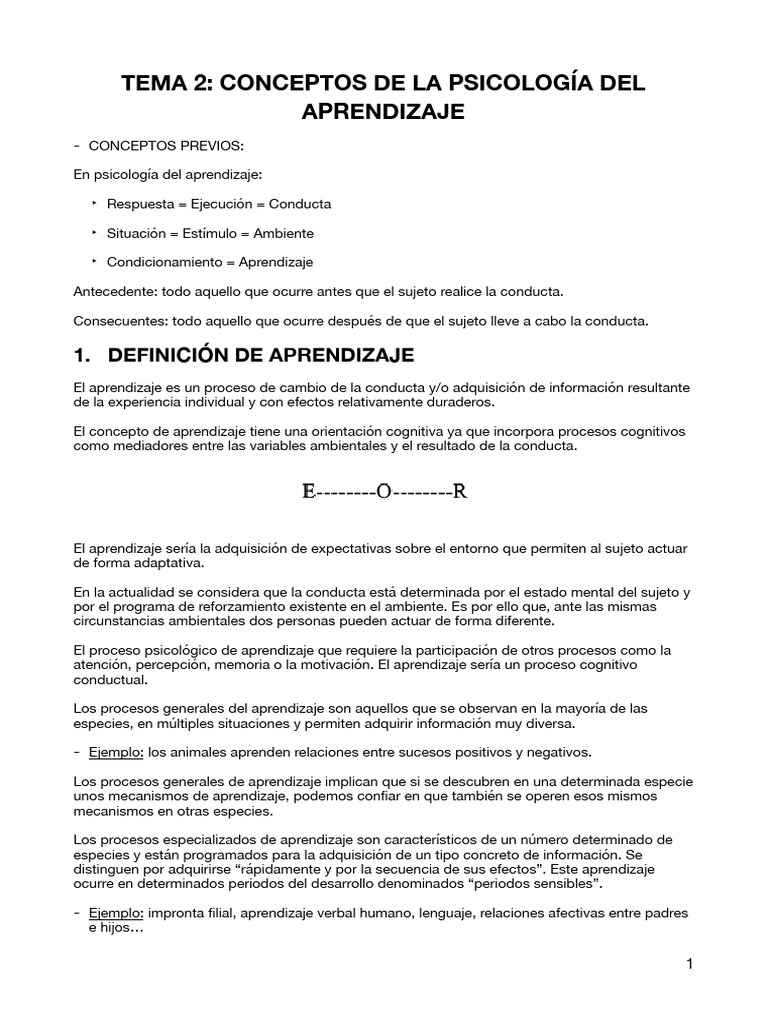 Tema 2 Aprendizaje Psicología Pdf