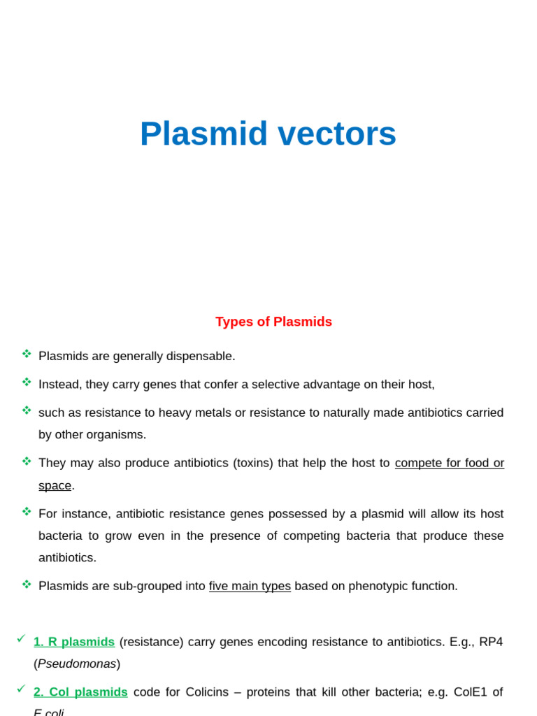 5-Plasmid Cloning Vectors-29-07-2024 | PDF | Plasmid | Molecular Cloning