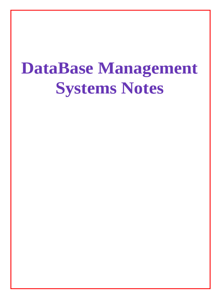 Dbms Notes Pdf