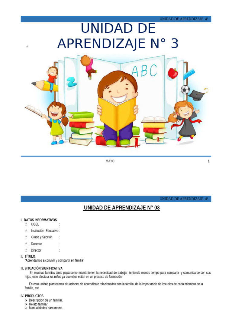 Unidad de Aprendizaje - Mayo - 4° - 2015 | PDF