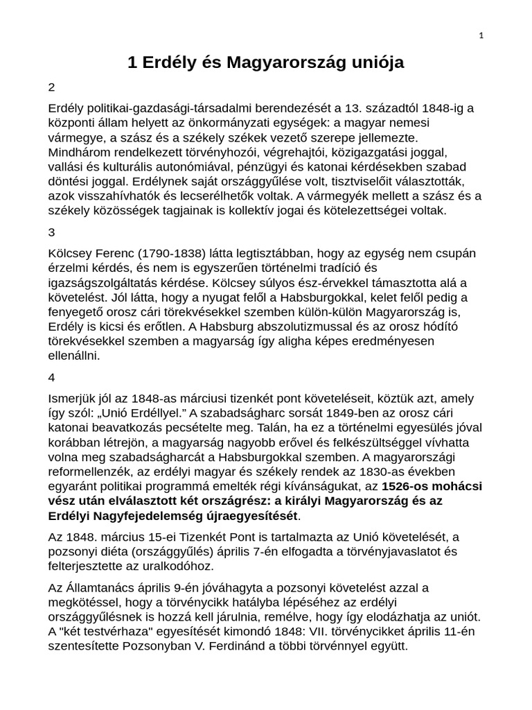 Erdély és Magyarország Uniója Pdf