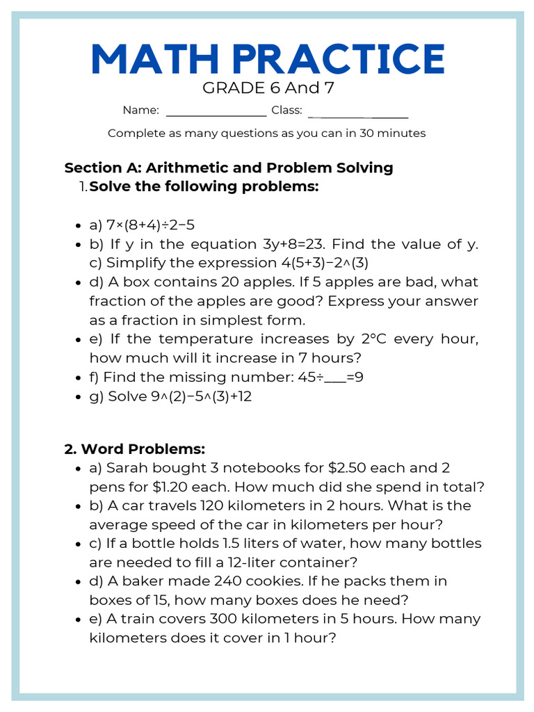 Math and Worksheet | PDF