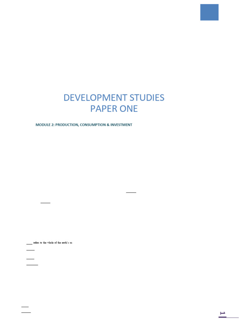 Module 2 Development Studies Paper 1 | PDF