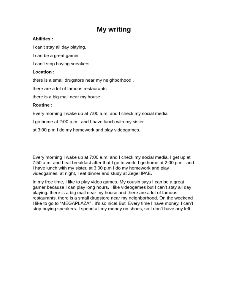 Edwin's Writing | PDF