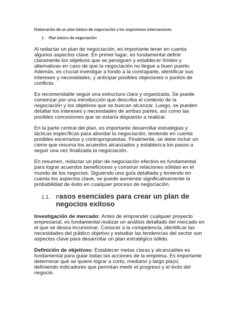 Asos Esenciales para Crear Un Plan de Negocios Exitoso | PDF