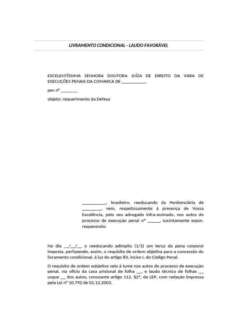 Livramento Condicional 04 - Laudo Favorável | PDF