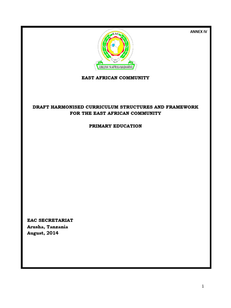 EAC Primary Education Curriculum Framework | PDF | Curriculum | Learning