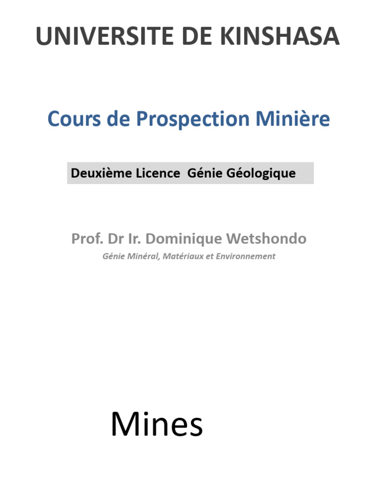 Cours de Prospection Minière PDF | PDF | Exploitation minière | Géologie