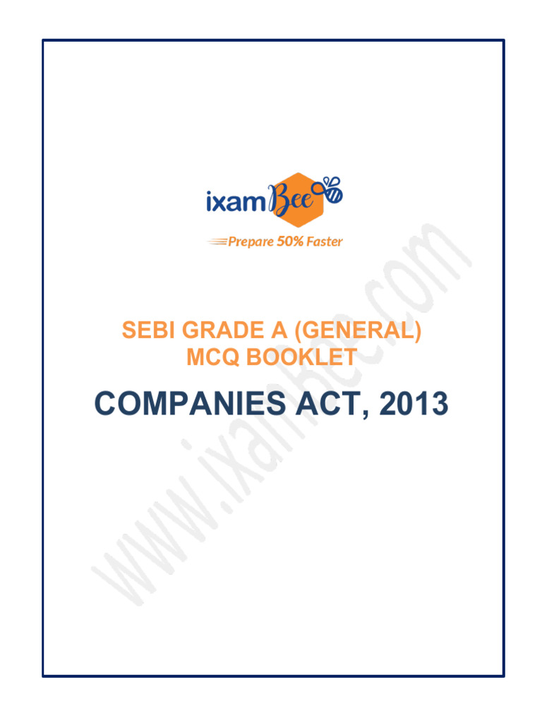 Companies Act 2013 MCQs for SEBI Grade A | PDF | Dividend | Securities ...