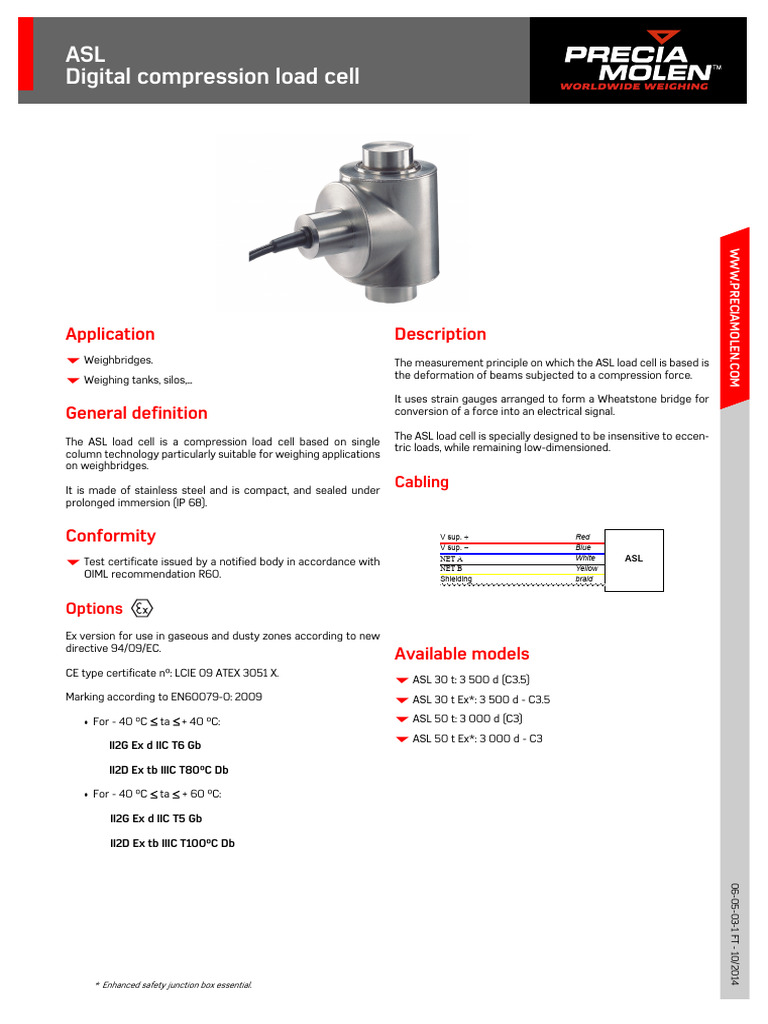 Digital Compression Load Cell Asl | PDF