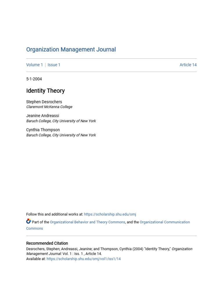 Identity Theory | PDF