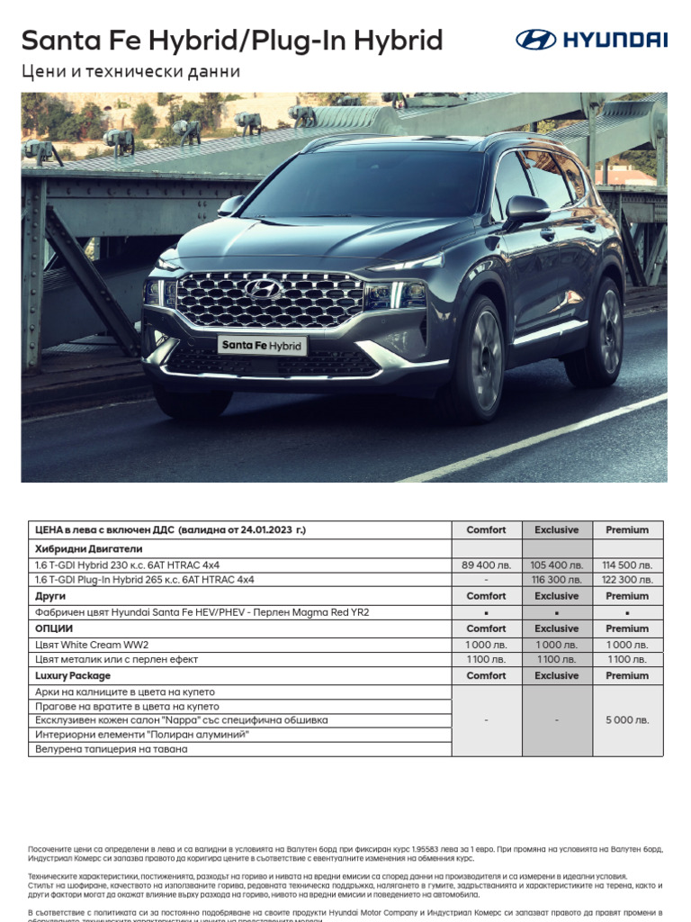 1147_Hyundai-Santa-Fe-HEV-PHEV-Price-List-_24.01.2023 | PDF