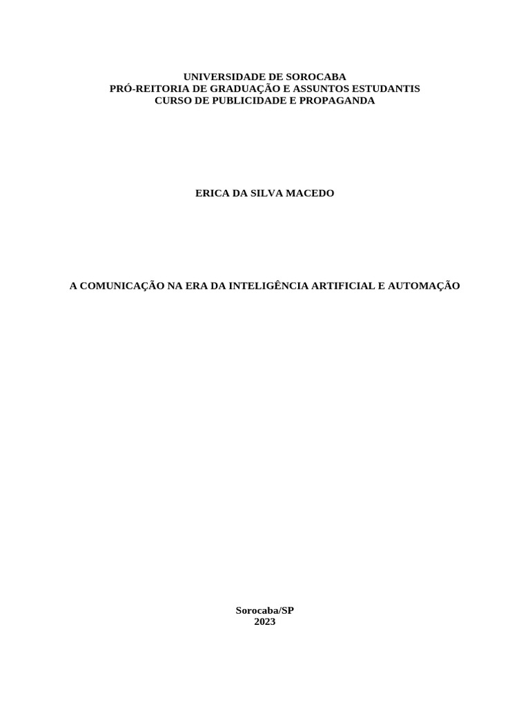 A Comunicação Na Era Da Inteligência Artificial e Automação | PDF