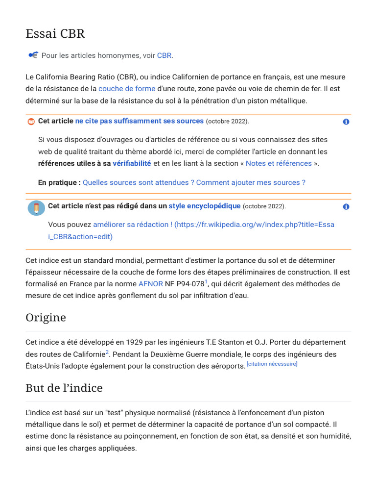 Essai CBR : Indice de portance du sol | PDF | Mécanique des sols ...