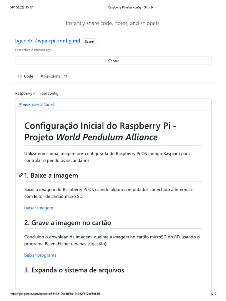 Raspberry Pi Initial Config GitHub - 240822 - 111255 | PDF