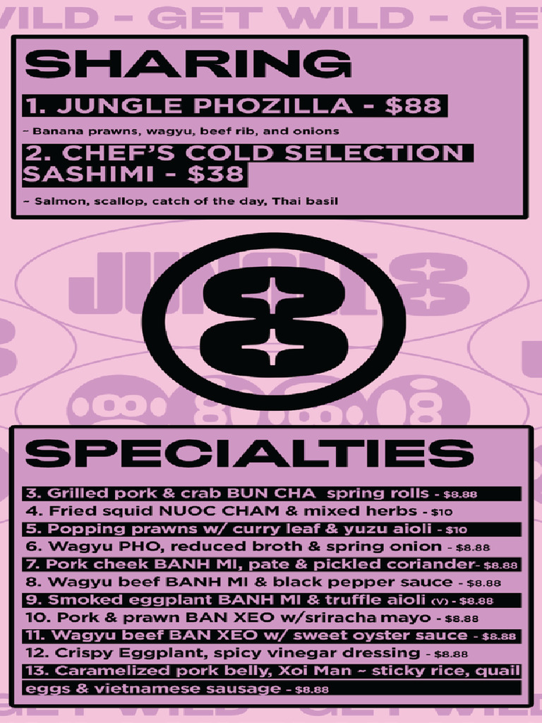 Jungle8 Menu | PDF