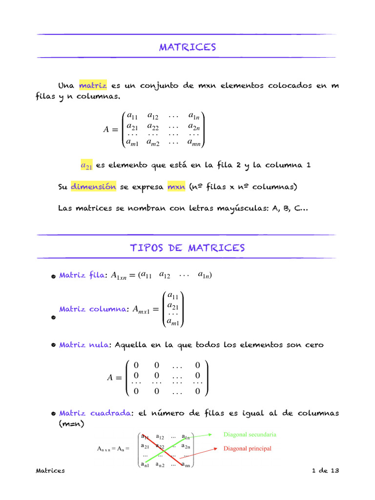 Matrices 2BAC | PDF