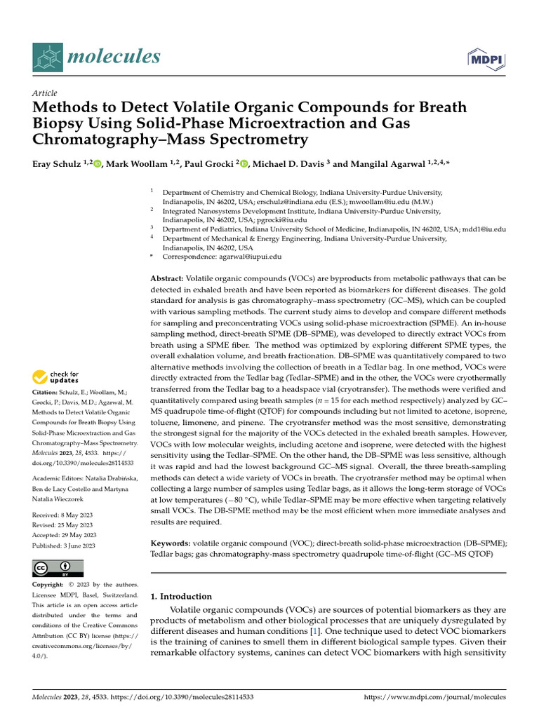 Methods To Detect Volatile Organic Compo | PDF