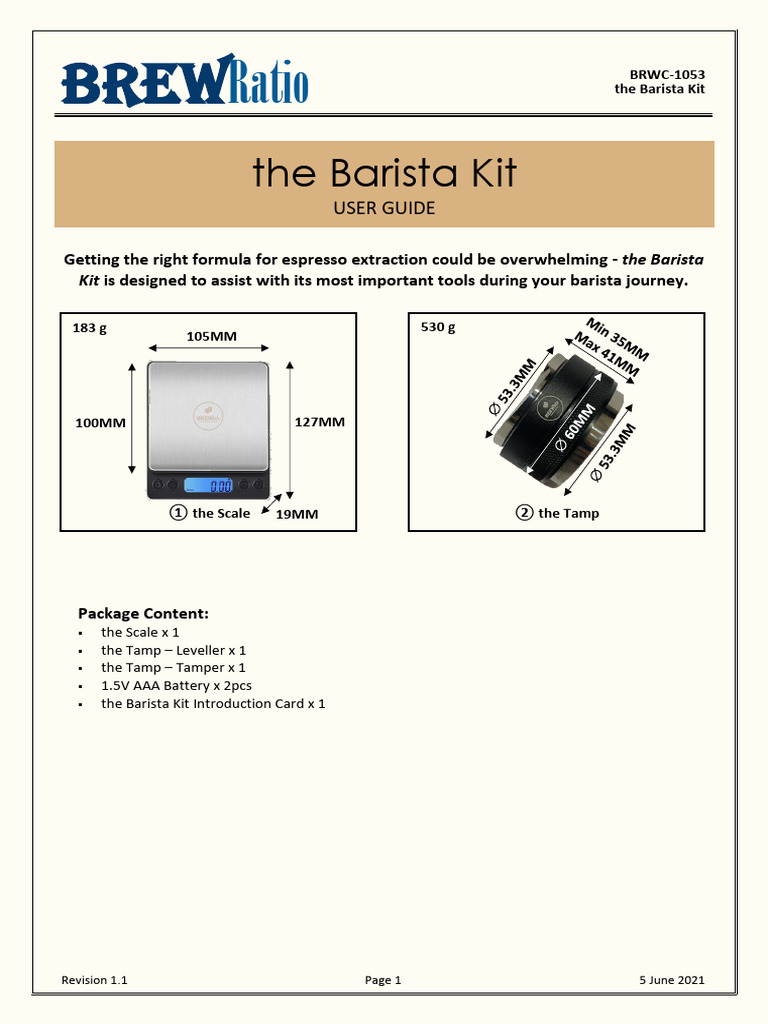 BRWC 1053 Barista Kit User Manual | PDF