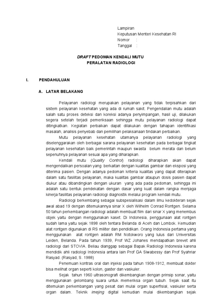 Draft Pedoman Qc Peralatan Radiologi Custom Size