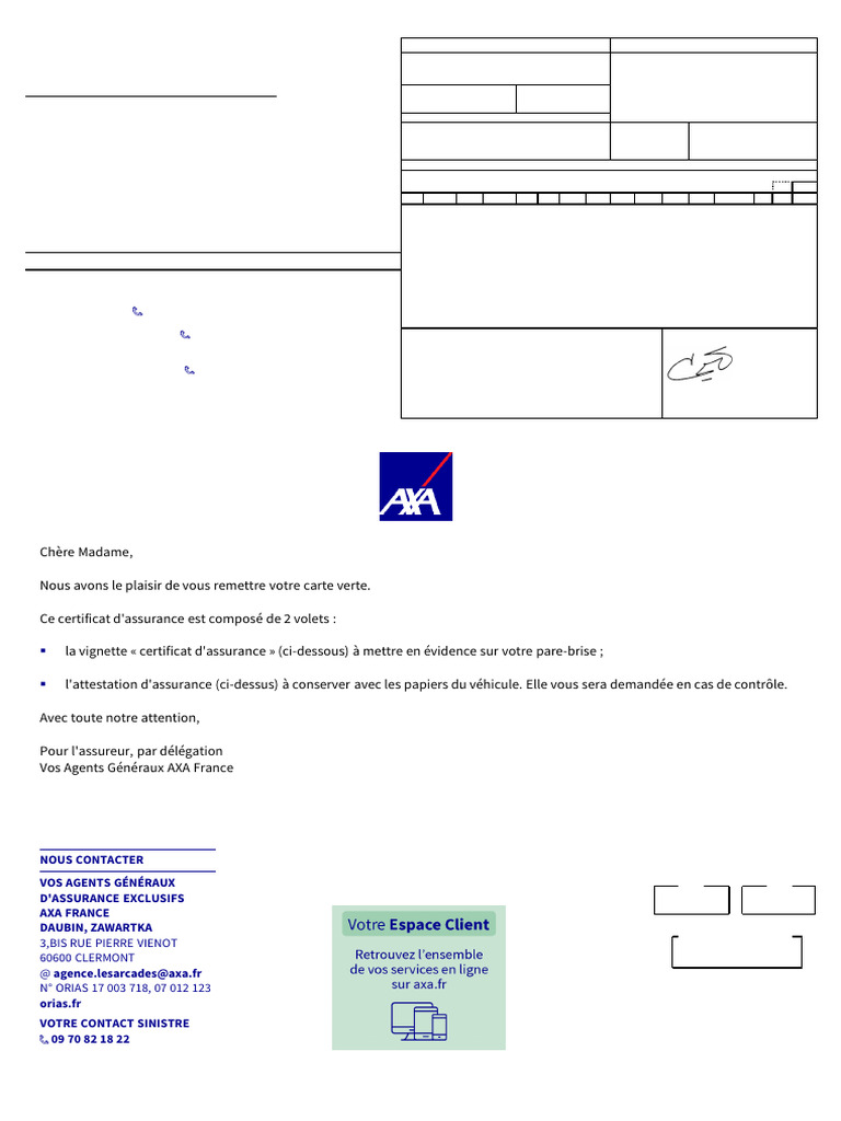 Generic Iard Vehic Noa Carte Verte | PDF