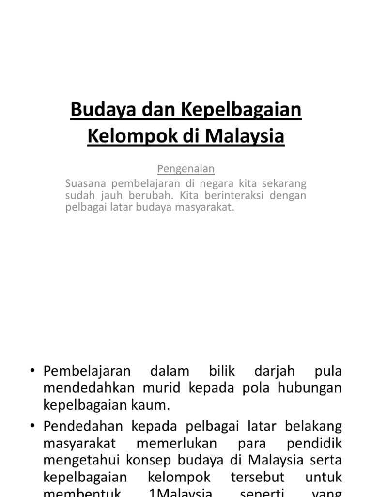 Budaya Dan Kepelbagaian Kelompok Di Malaysia Pdf