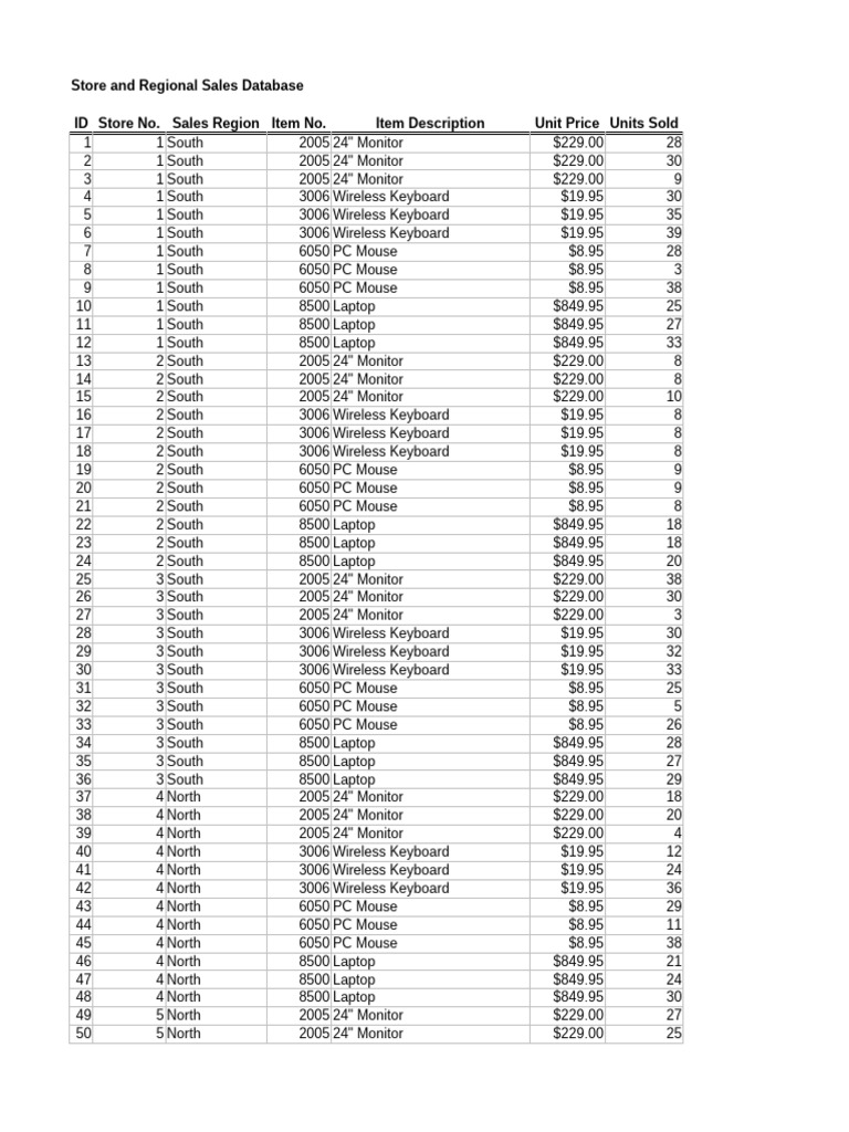 Store and Regional Sales Database | PDF