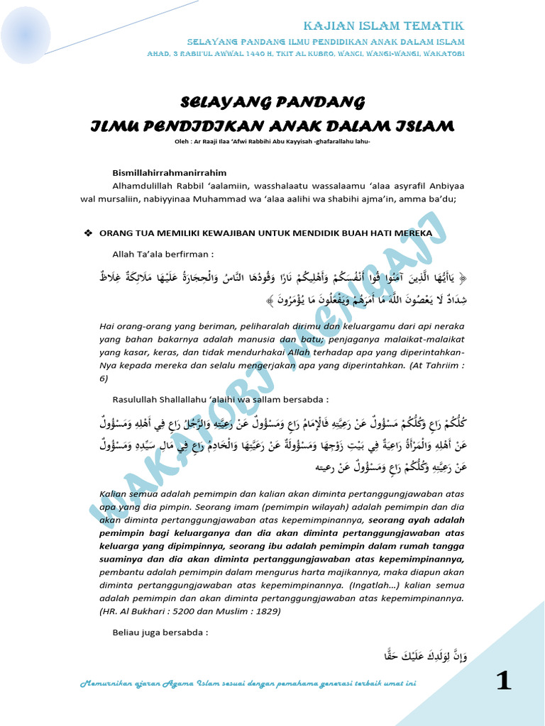 Selayang Pandang Ilmu Pendidikan Anak | PDF