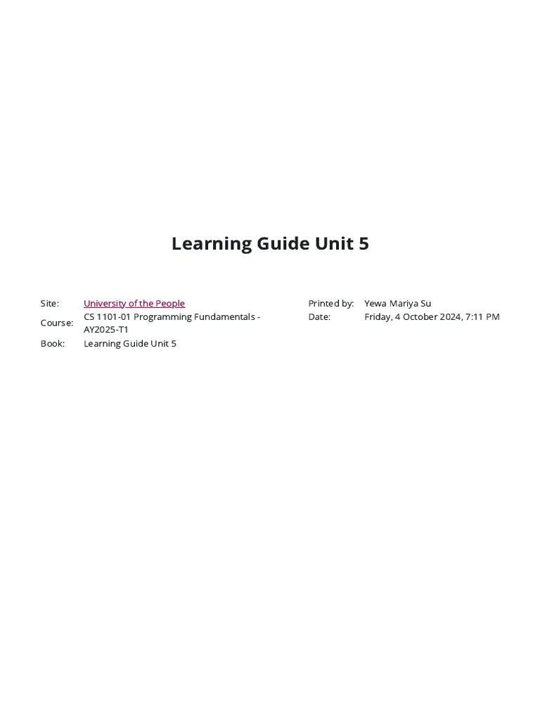 Learning Guide Unit 5 - Home | PDF